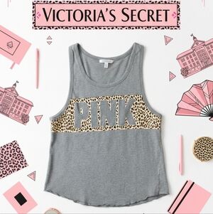 PINK Victoria’s Secret Gray Leopard Tank Top Medium